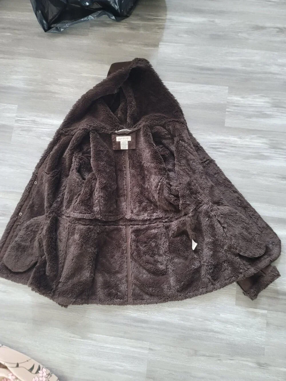 Womens dark brown full button up hooded Jones New York Sport coat - size L